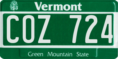 VT license plate COZ724