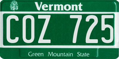 VT license plate COZ725