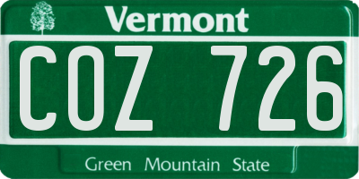 VT license plate COZ726
