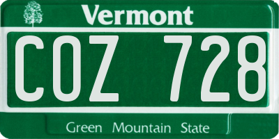 VT license plate COZ728