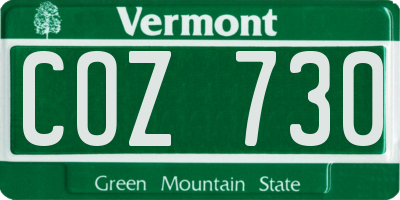 VT license plate COZ730