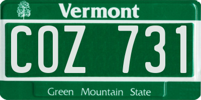 VT license plate COZ731