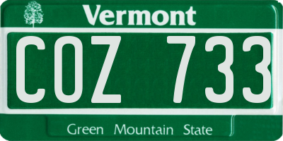 VT license plate COZ733