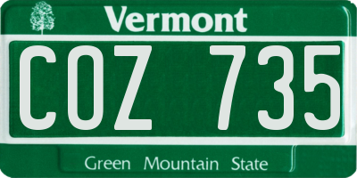 VT license plate COZ735