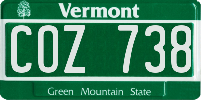 VT license plate COZ738