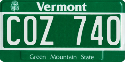 VT license plate COZ740