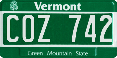 VT license plate COZ742