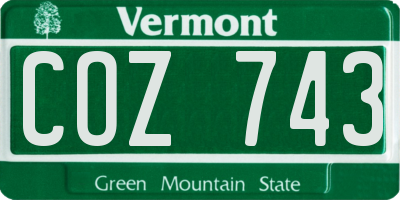 VT license plate COZ743