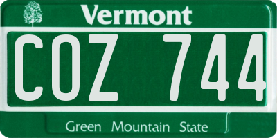VT license plate COZ744