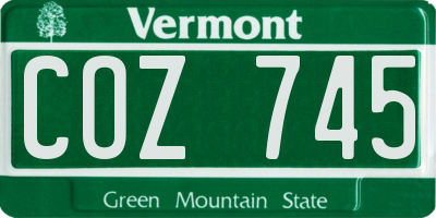 VT license plate COZ745