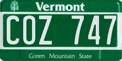 VT license plate COZ747