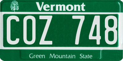 VT license plate COZ748
