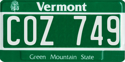 VT license plate COZ749