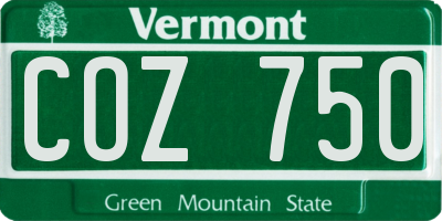 VT license plate COZ750