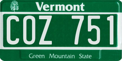 VT license plate COZ751