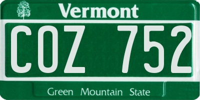 VT license plate COZ752