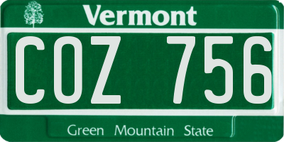 VT license plate COZ756