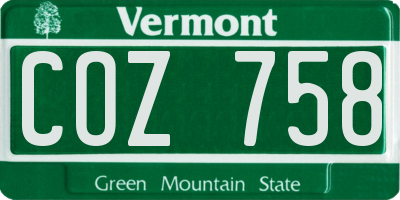 VT license plate COZ758