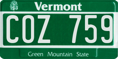 VT license plate COZ759