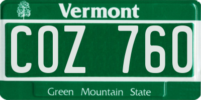 VT license plate COZ760