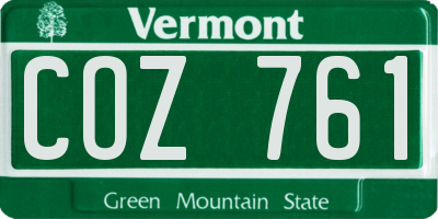 VT license plate COZ761