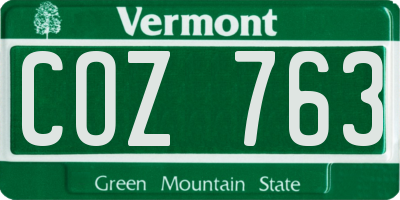 VT license plate COZ763