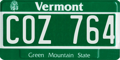 VT license plate COZ764