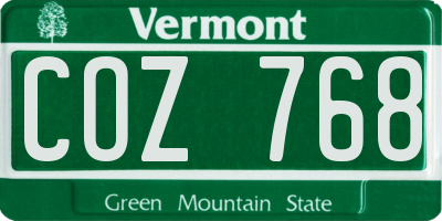 VT license plate COZ768