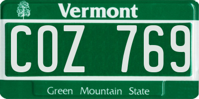 VT license plate COZ769