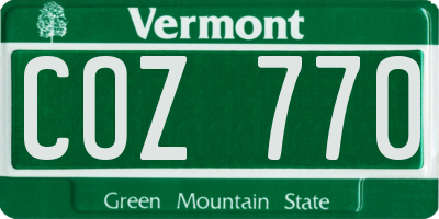 VT license plate COZ770