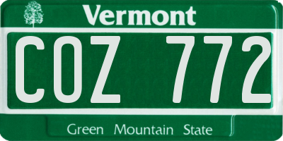 VT license plate COZ772