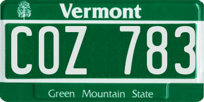 VT license plate COZ783