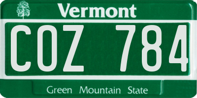 VT license plate COZ784