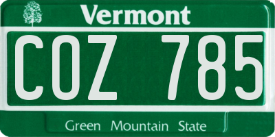 VT license plate COZ785