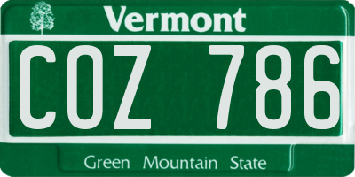VT license plate COZ786