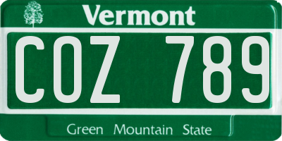 VT license plate COZ789