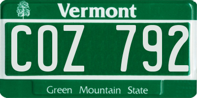 VT license plate COZ792