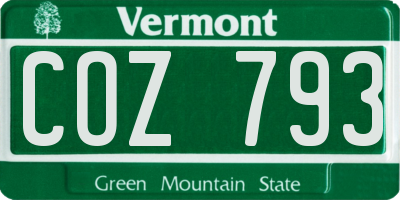 VT license plate COZ793
