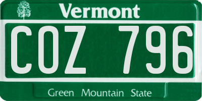 VT license plate COZ796