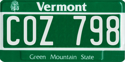 VT license plate COZ798