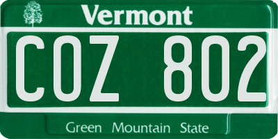 VT license plate COZ802