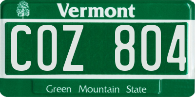 VT license plate COZ804