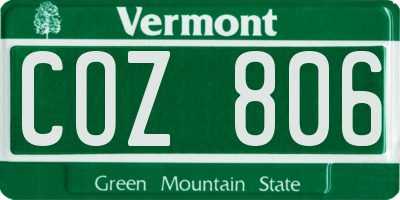 VT license plate COZ806