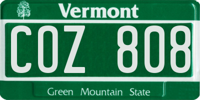 VT license plate COZ808