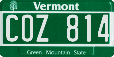 VT license plate COZ814