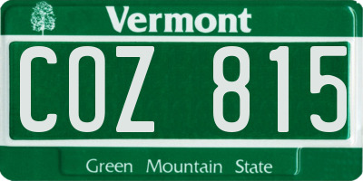 VT license plate COZ815
