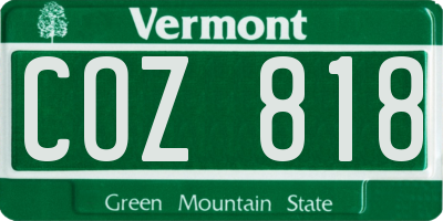 VT license plate COZ818