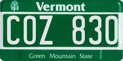 VT license plate COZ830