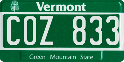 VT license plate COZ833