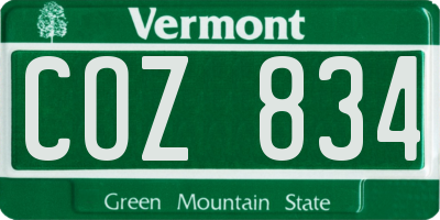 VT license plate COZ834